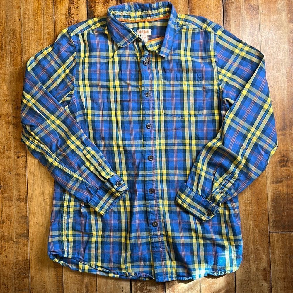 Cat & Jack button down shirt size 16 plaid shirt Easter outfit cotton